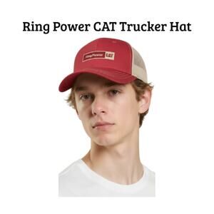 Ring Power CAT Trucker Hat Red Cream Adjustable Velcro